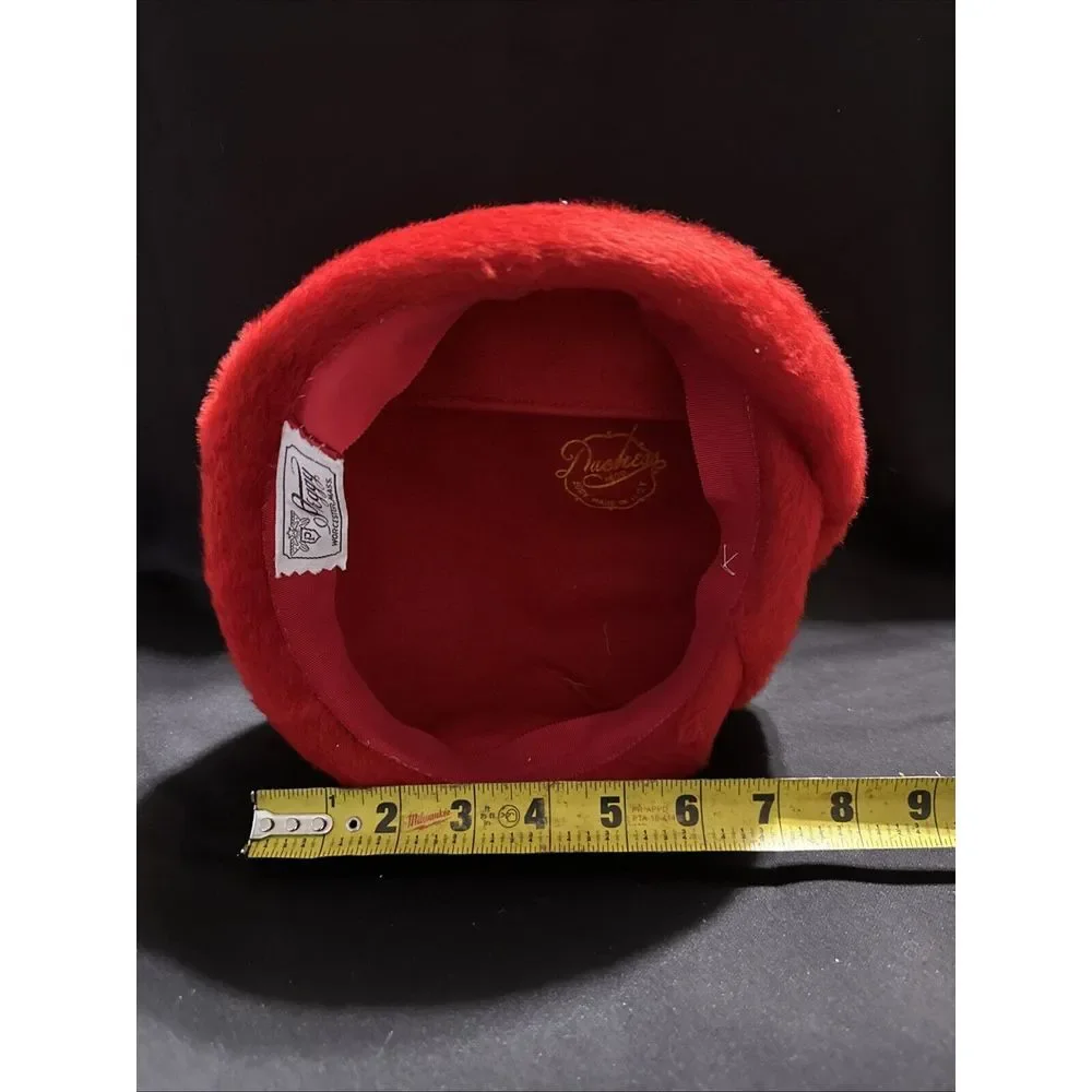 Vintage Duchess Red Faux Fur Ladies Beret Style‎ Hat Italy Peggy Worcester,Mass